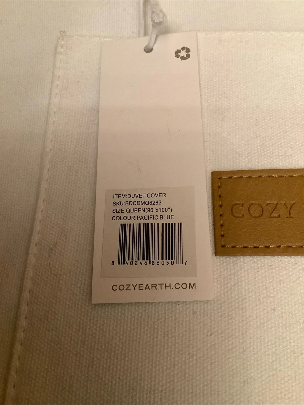 Cozy Earth Queen ( 96 X 100 ) Duvet Cover Pacific Blue Color NEW WITH BAG